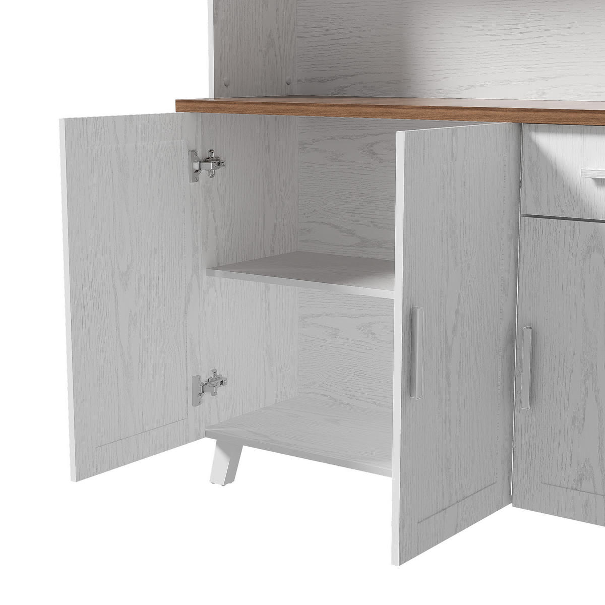 BUFFET DE-38887 114/40/190 cm 5 Türen und 1 Schublade Weiß/Braun - Weiß, Holzwerkstoff (114/190/40cm) - ComfortXL