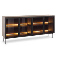 KOMMODE Dunin Eiche LUMIN Glasfront 4 Türen LED Beleuchtung - Schwarz, Holzwerkstoff (181.6/82.6/39.3cm) - Sepro Meble