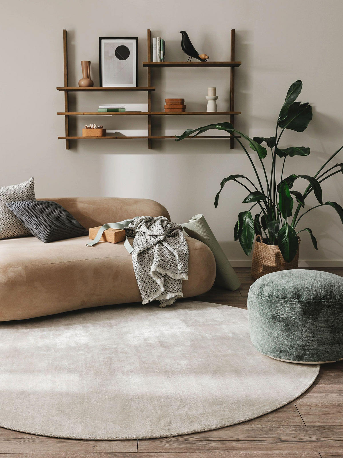 VISKOSETEPPICH rund Nova Hellgrau ø 120 cm rund - Hellgrau, Textil (120/120cm) - benuta Pure