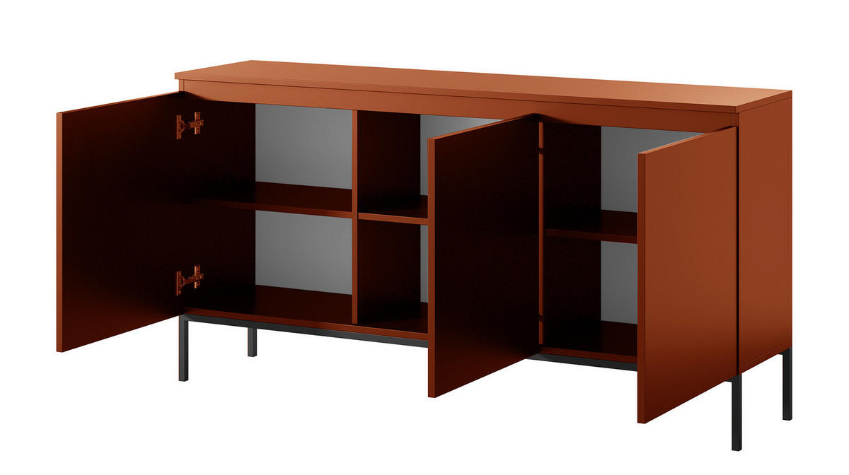 SIDEBOARD Bemmi Ziegelrot mit Metallbeinen 150 cm - Dunkelorange/Schwarz, Holzwerkstoff/Metall (150/77/35cm) - Selsey