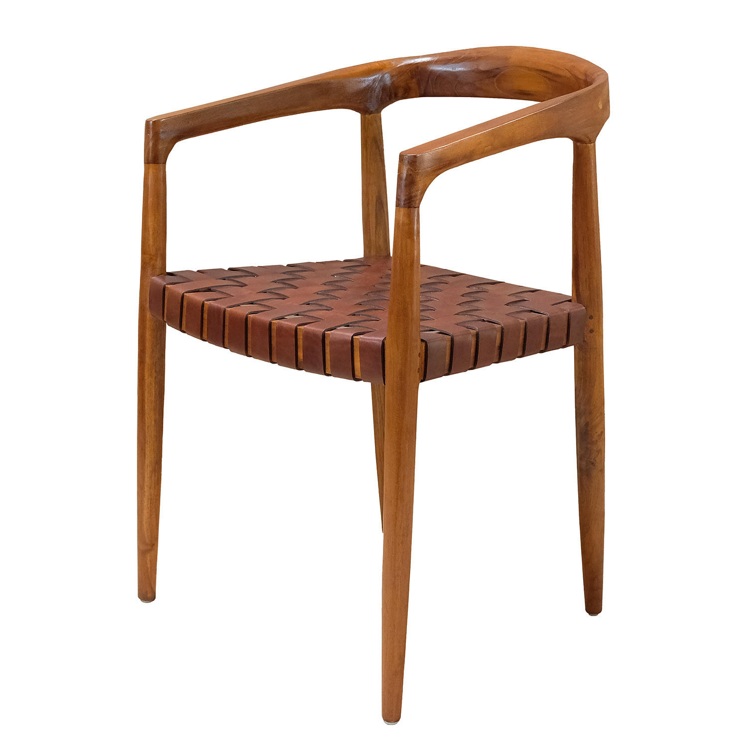 ARMLEHNENSTUHL - Echtleder / Teak massiv - Cognac, Leder (54/80/50cm) - home24