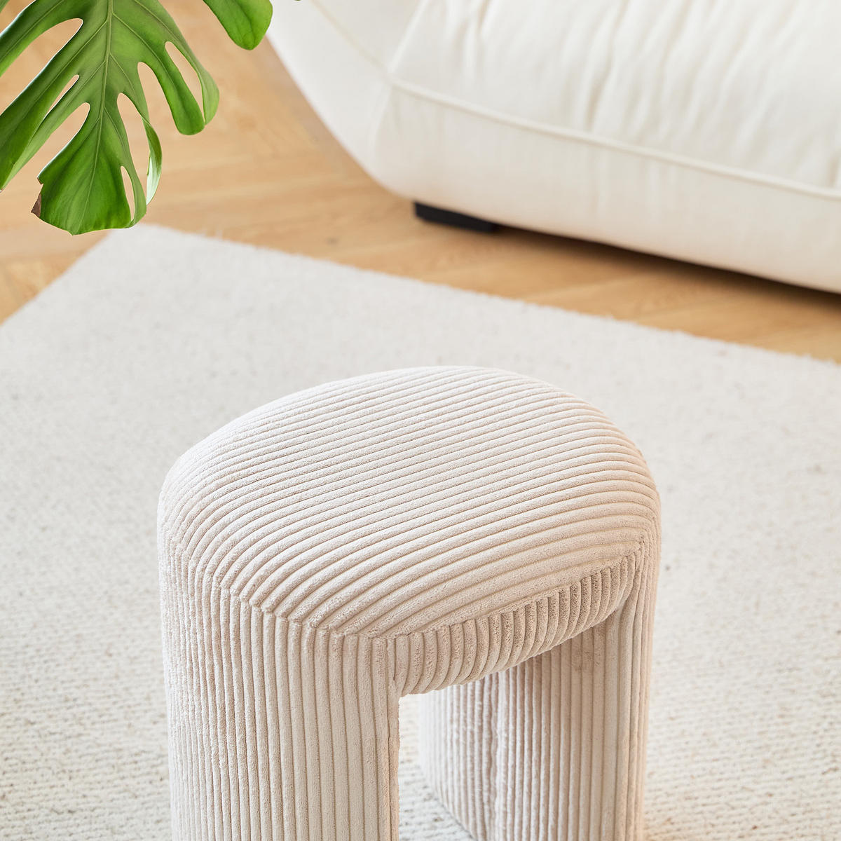 POUF kord Beige - Beige, Textil (40/45/35cm) - Nordlys