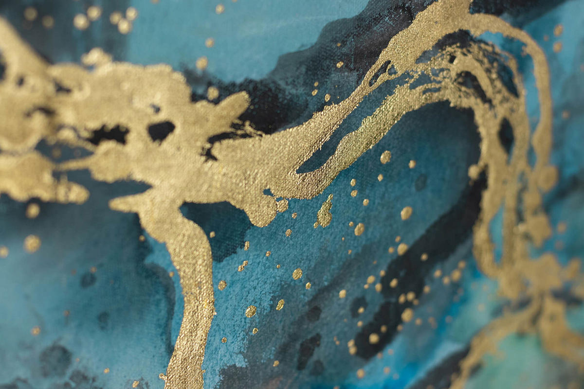 ACRYLBILD HANDGEMALT 103/78 cm - Türkis/Blau, Textil (102.5/77.5cm) - KUNSTLOFT