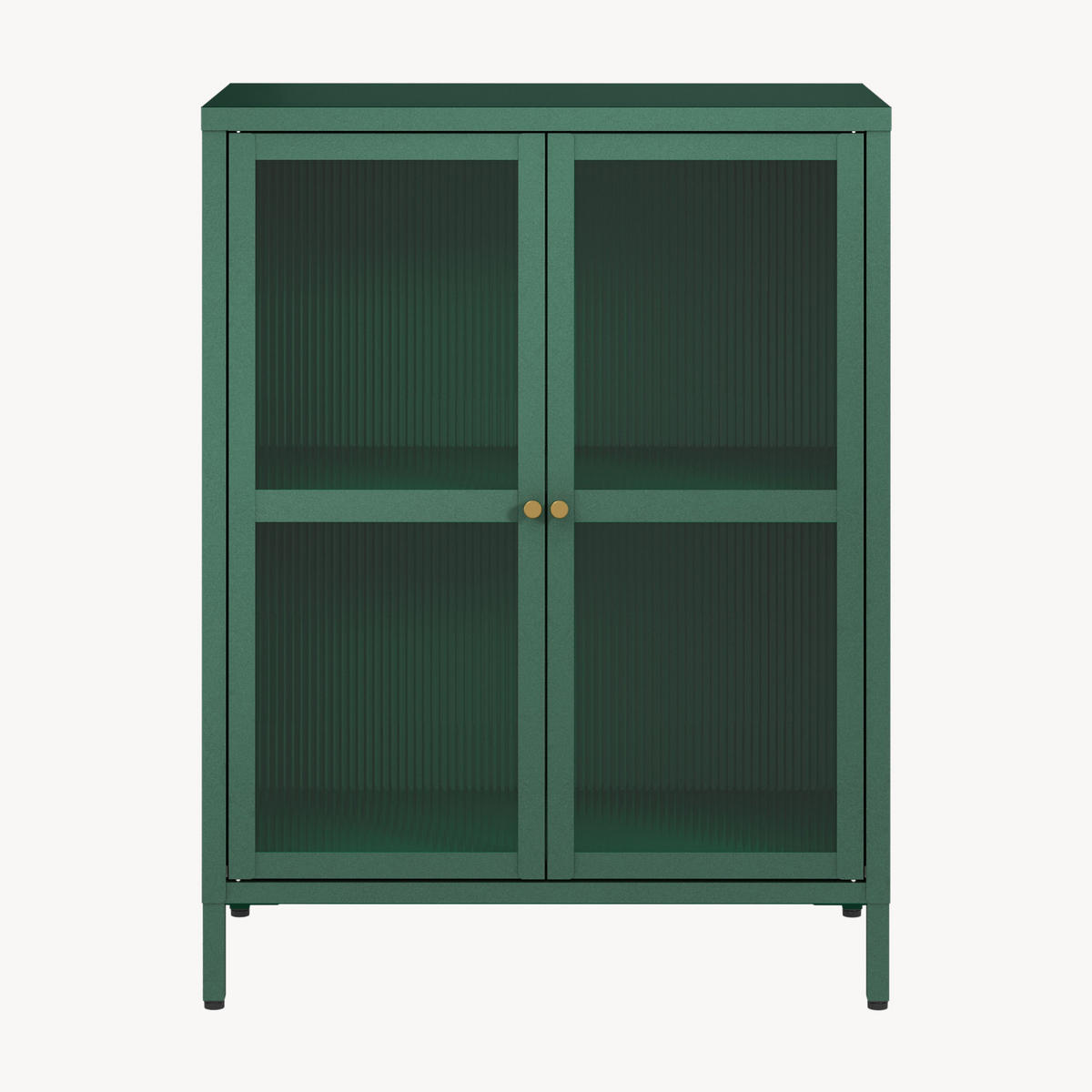 VITRÍNA Säkylä - tmavě zelená/průhledná, kov/sklo (64/84/35cm) - [en.casa]