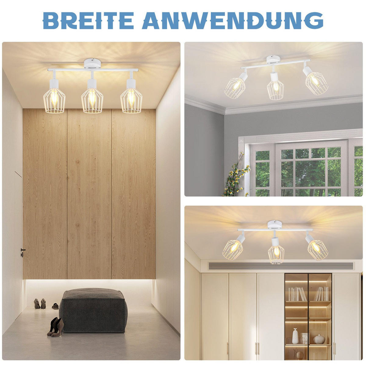 STRAHLER Franziska 3-flammig 46/10/10 cm - Weiß, Metall (46/10/10cm) - Nettlife