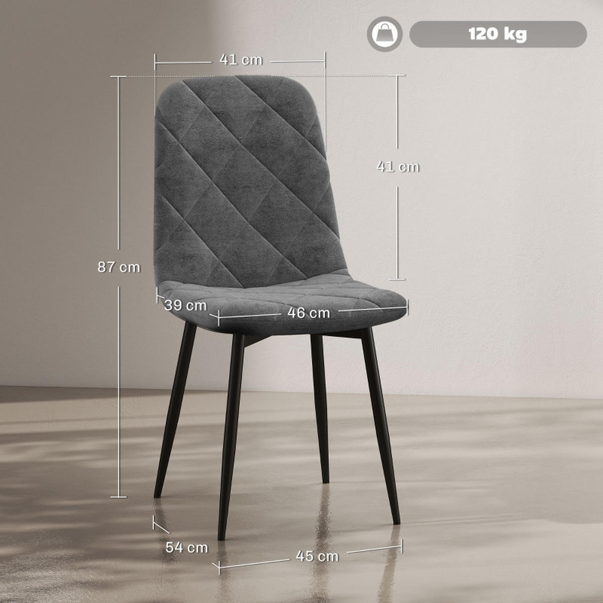 STUHL-SET DE-36032 4 Stück mit Metallbeinen Grau - Grau, Metall (54/87/45cm) - ComfortXL