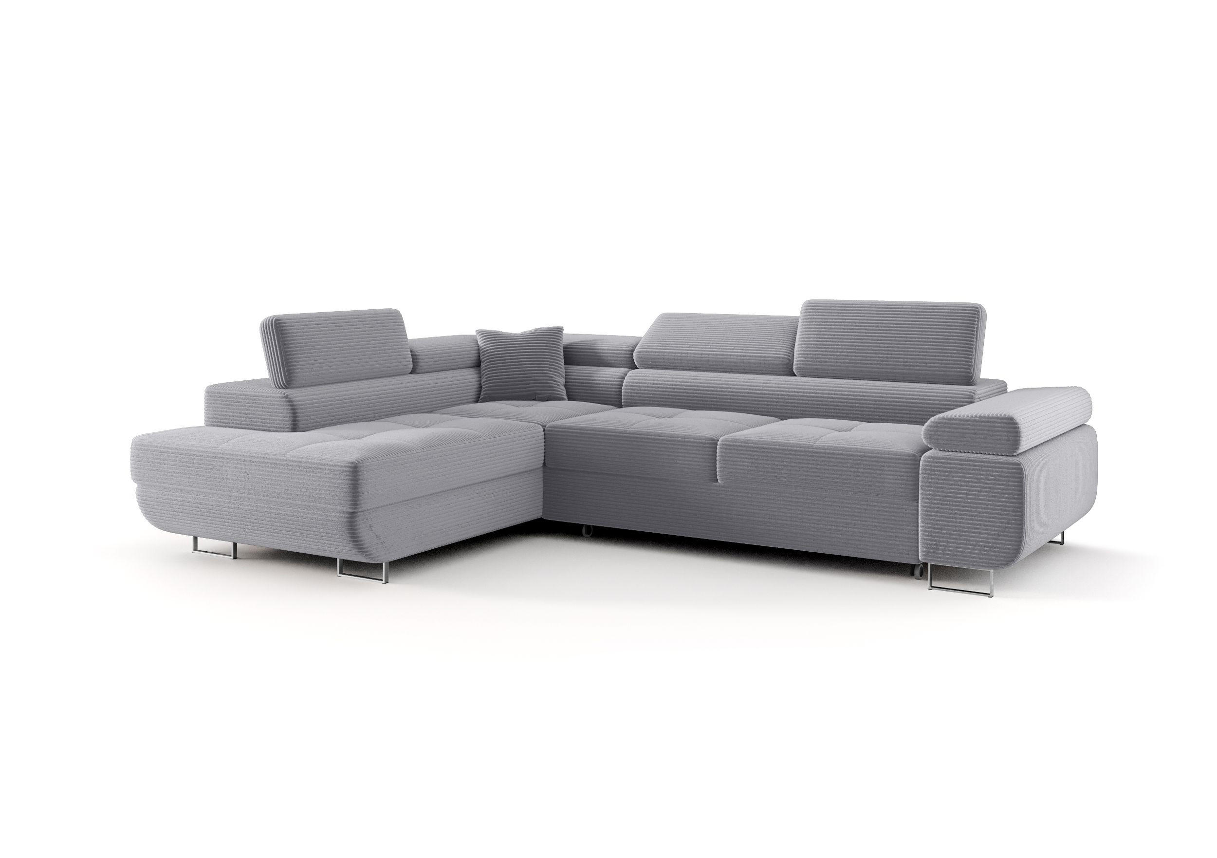 ECKSOFA EMILY mit Schlaffunktion Poso 55 Links - Grau, Textil (275/200cm) - Bedante