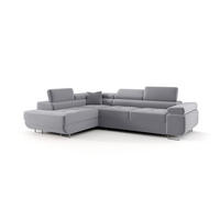 ECKSOFA EMILY mit Schlaffunktion Poso 55 Links - Hellgrau, Textil (275/200cm) - Bedante