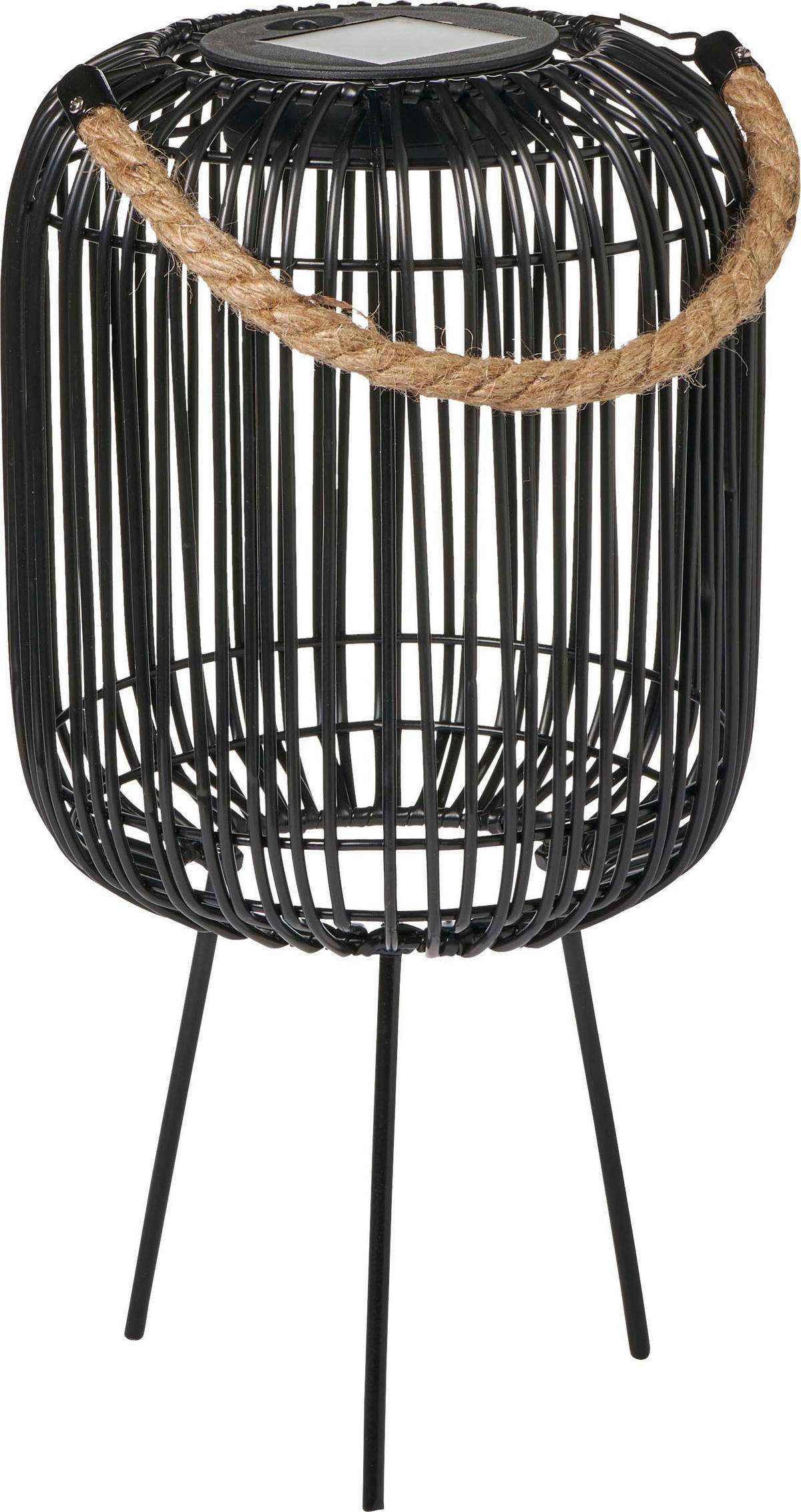 LED-SOLAR-GEFLECHT-LATERNE - für stimmungsvolle Beleuchtung im Innen- und Außenbereich - Schwarz, Kunststoff (18/18/34.5cm) - Northpoint