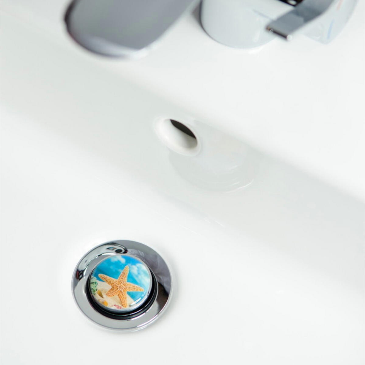 WASCHBECKENSTÖPSEL Coast - Blau, Kunststoff/Metall (4/7/7cm) - Sanilo