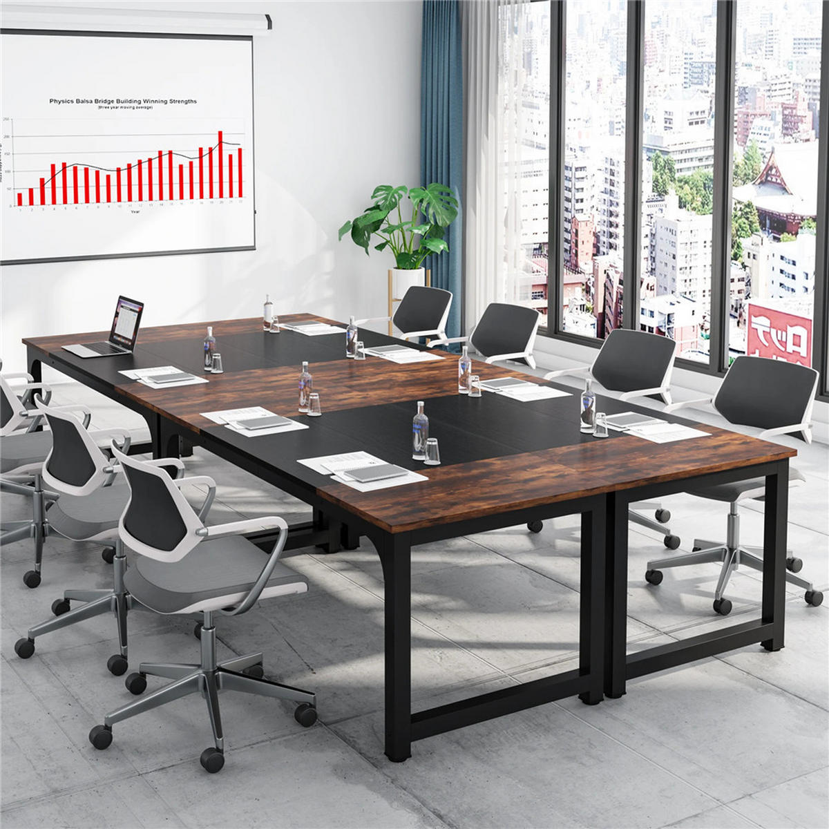 SCHREIBTISCH 180/80/75 cm Braun Schwarz Computertisch - Braun, Holz (180/80/75cm) - Kaket
