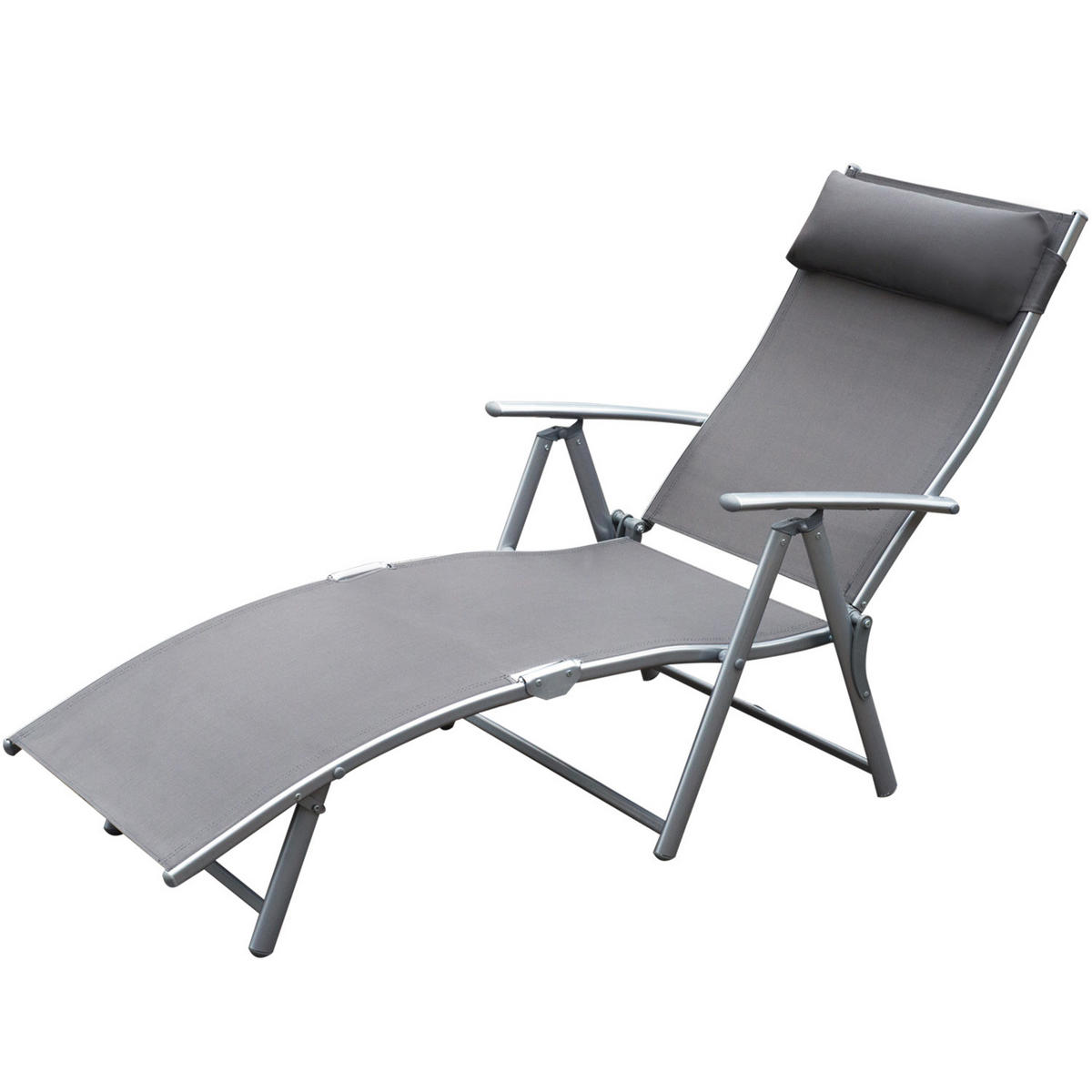 SONNENLIEGE DE-13550 7-fach verstellbar mit Kopfstütze Grau - Grau, Metall (63.5/100.5/137cm) - ComfortXL