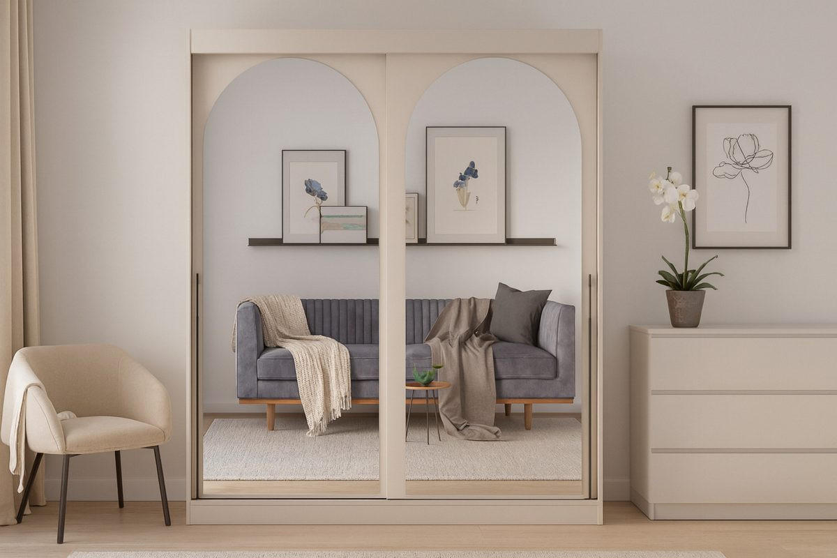 SCHIEBETÜRENSCHRANK MOSSA 180 / 215 / 65 cm in Kaschmir / Schwarz - Kaschmir/Schwarz, Holzwerkstoff (180/215/65cm) - Deine Möbel 24