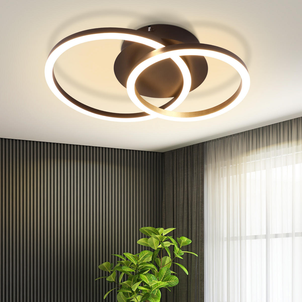 LED-DECKENLEUCHTE Lünen 34.3/25/7.4 cm - Schwarz, Metall (34.3/25/7.4cm) - Nettlife