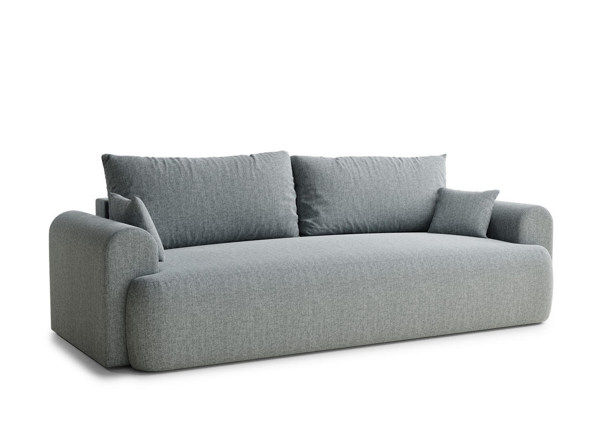 SOFA MIT SCHLAFFUNKTION Toluca Blau grau Webstoff - Blaugrau/Schwarz, Holz/Holzwerkstoff (247/69/104cm) - Maison de Reve