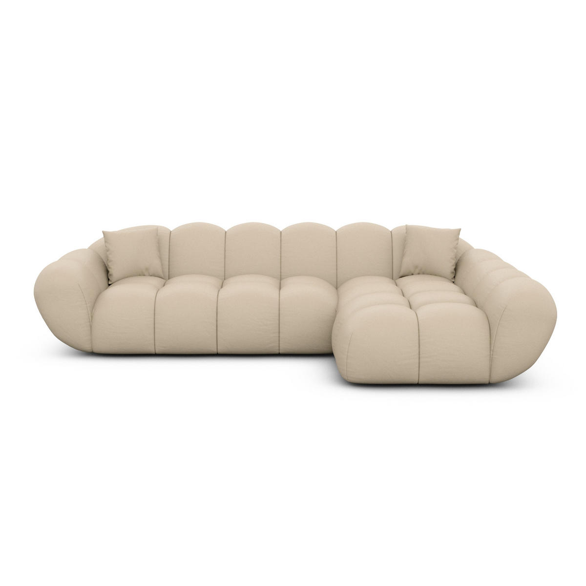 ECKSOFA Liva Beige Echtleder L-Form Rechts - Beige, Leder (160/265cm) - VAROYAL