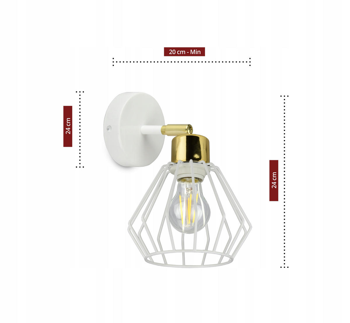 WANDLEUCHTE LOFT - Goldfarben/Weiß, Metall (20/24/18cm) - kiki design