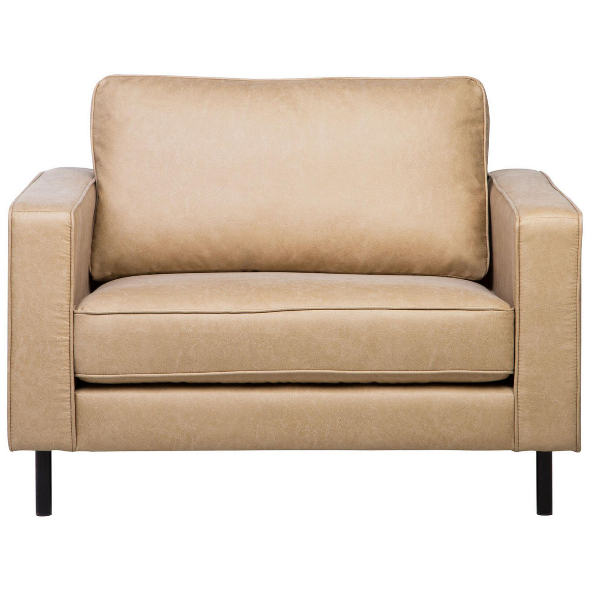 SESSEL Lederoptik beige Savalen - Beige/Schwarz, Kunststoff (117/87/91cm) - Beliani
