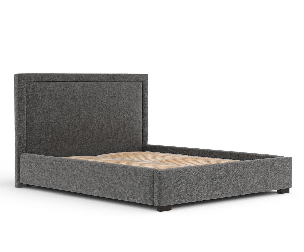 POLSTERBETT Ordina Grau 140/200 cm im Chenille-Stoff - Schwarz/Naturfarben, Holz/Holzwerkstoff (140/200cm) - Maison de Reve