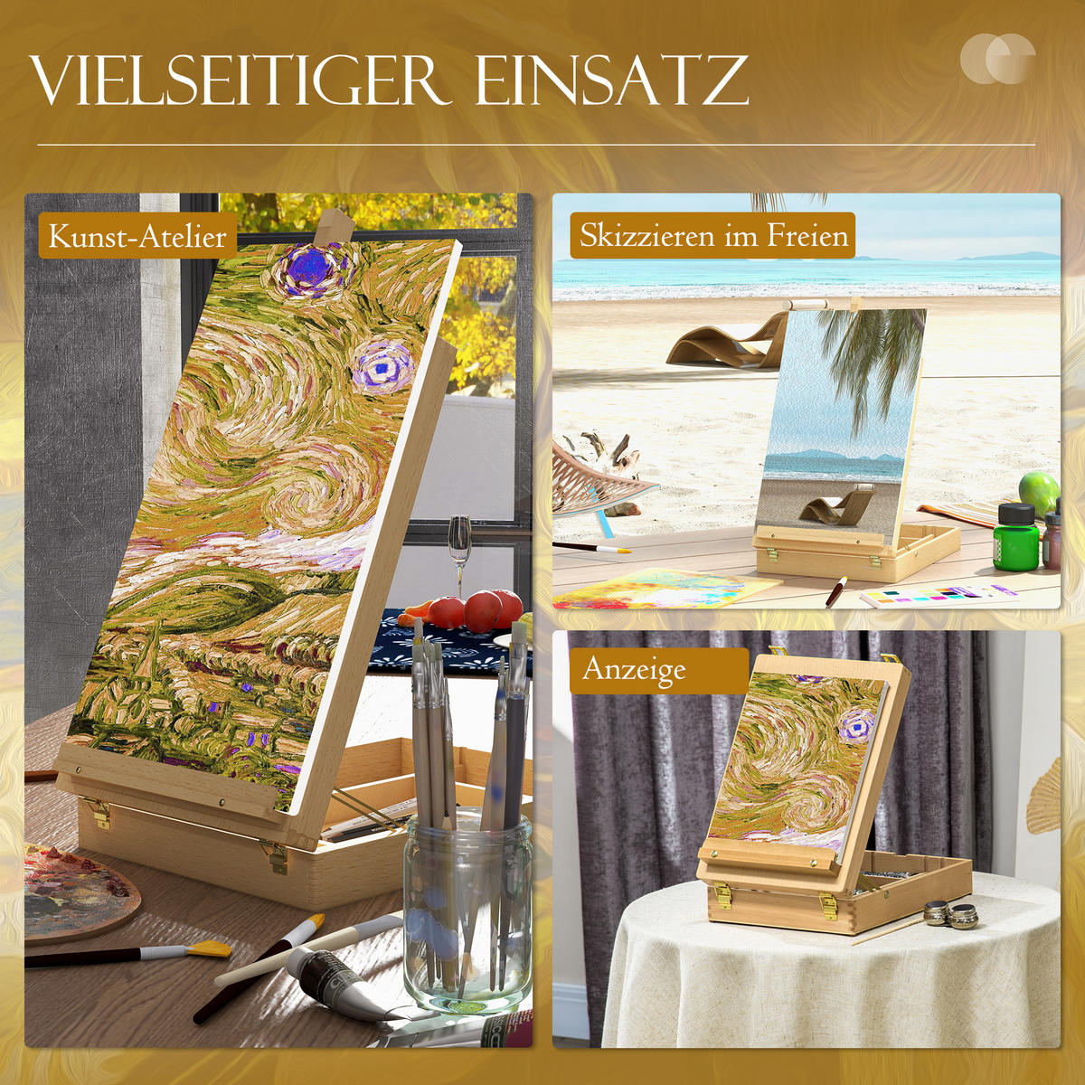 TISCHSTAFFELEI - Eiche Bianco, Holz (41.5/74.5/27cm) - HOMCOM