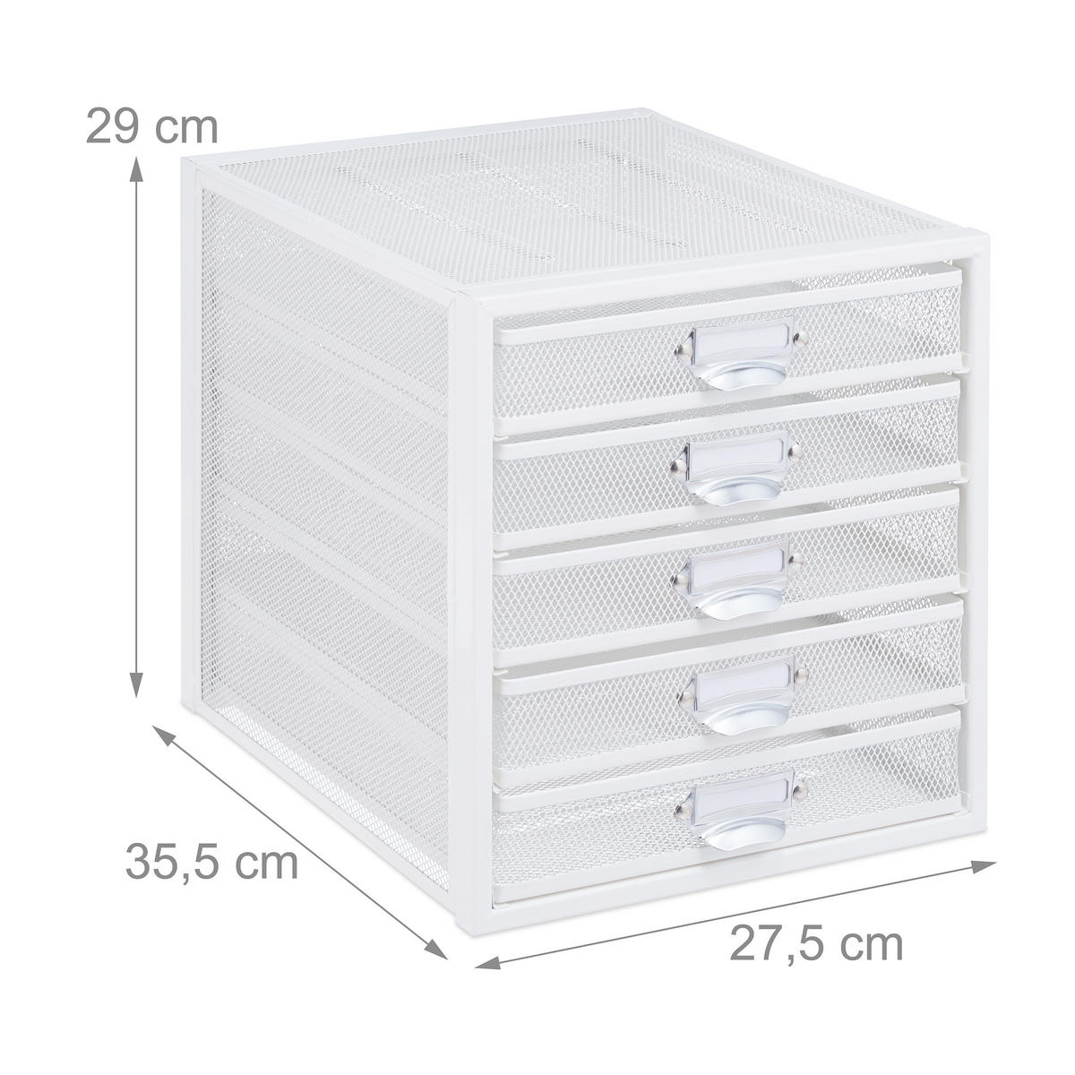 ZÁSUVKOVÝ box - biela, kov (27.5/29/35.5cm) - Relaxdays