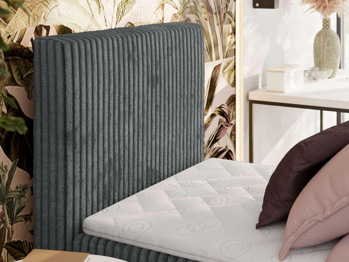 BOXBETT TILIANO 90/200 - Grau Cord - H4 - Links - Grau, Textil (90/200cm) - MKS