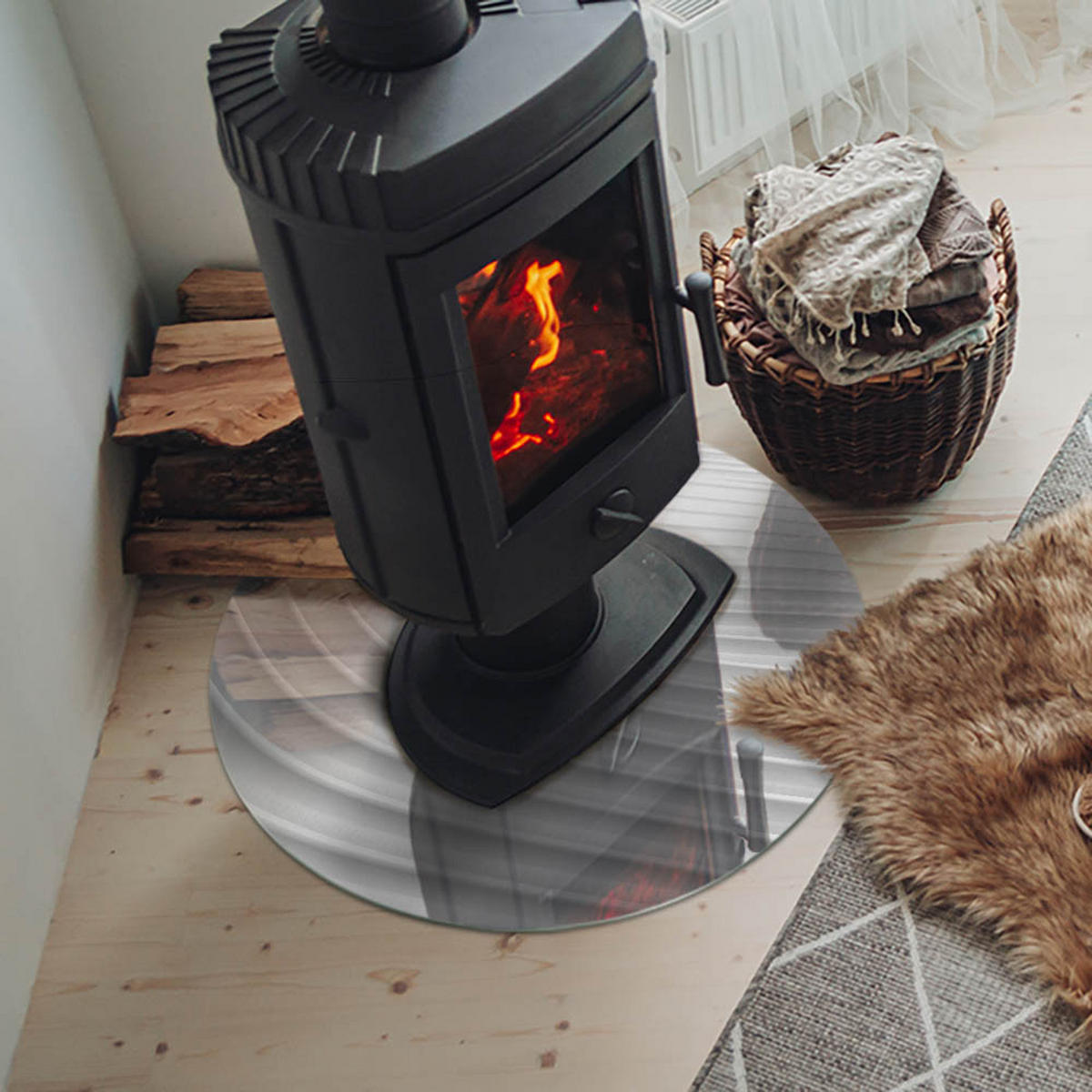 GLASPLATTE für Kamin Ø 60 cm - Weiß, Glas (60/60/0.4cm) - TULUP