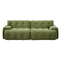2-SITZER SOFA Cloud Übergroß Chenille Grün mit Knopfverzierung - Grün, Textil (224/66/104cm) - Urban Meuble