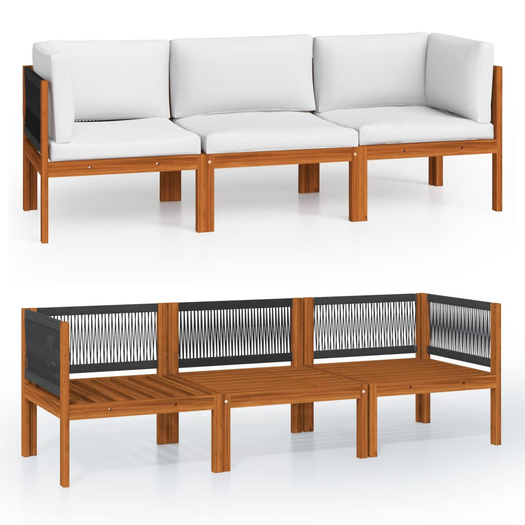 vidaXL 3-Sitzer-Gartensofa Creme