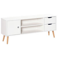 LOWBOARD DE-16075 mit Schrank, 2 Nischen & 2 Schubladen Weiß/Kiefer - Weiß, Holzwerkstoff (120/44/28cm) - ComfortXL