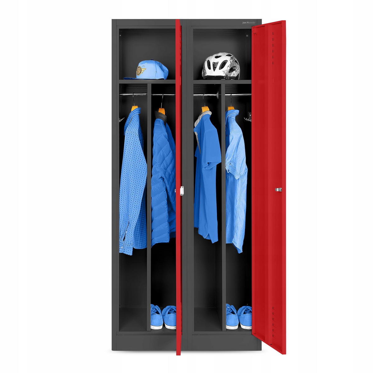 UMKLEIDESCHRANK KACPER - Anthrazit/Rot, Metall (80/180/50cm) - Jan Nowak