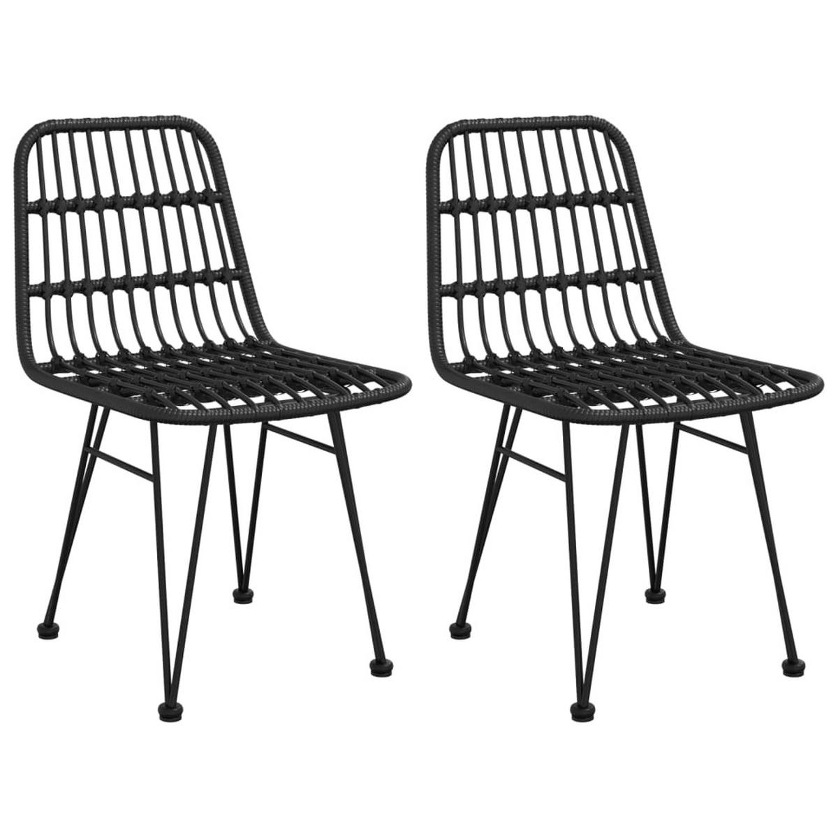 GARTENSTÜHLE 2 Stk. Schwarz 48x62x84 cm PE-Rattan - Schwarz, Metall (48/84/48cm) - furnicato