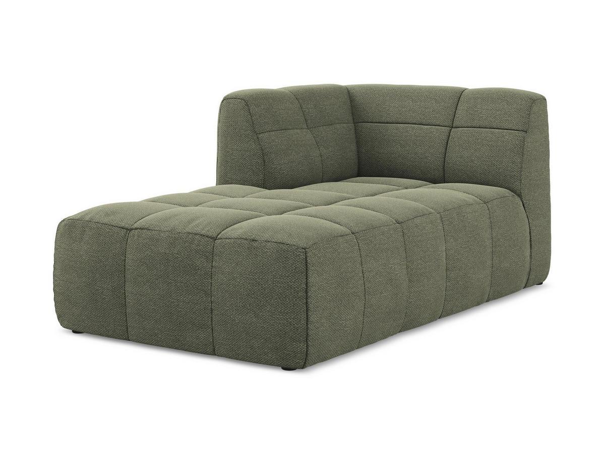 SOFAELEMENT Links Bouclé Stoff Grün - Schwarz/Olivgrün, Holzwerkstoff/Kunststoff (101/77/175cm) - Makamii