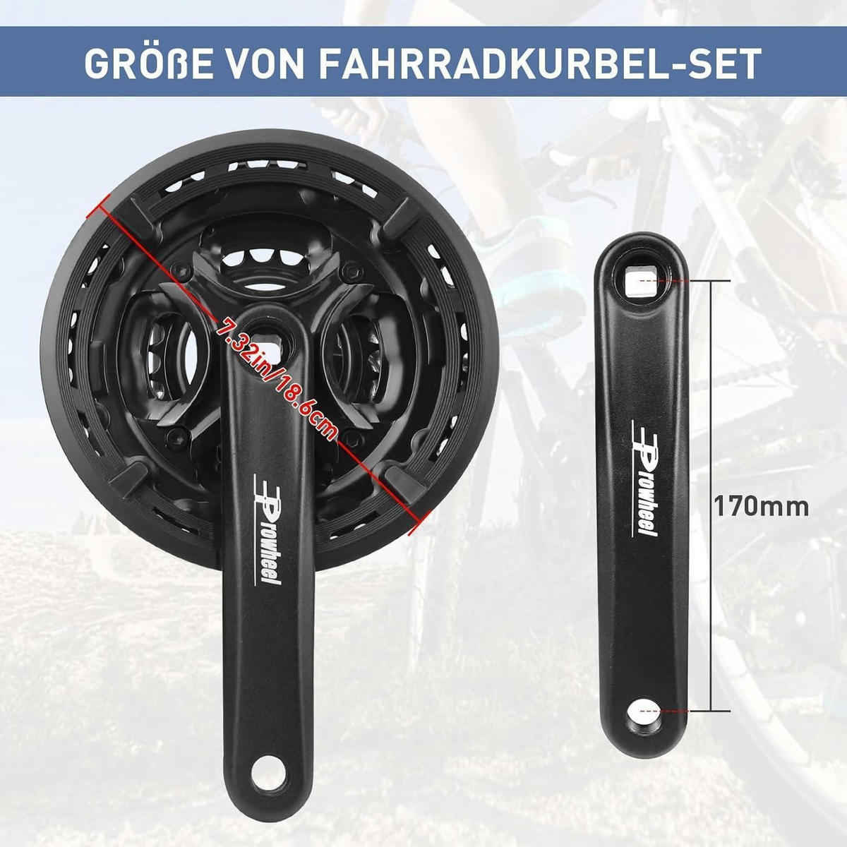 KURBELGARNITUR 3x6/7/8-fach 42-34-24 Zähne 170 mm MTB Schwarz - Schwarz, Metall (17/2/18.6cm)