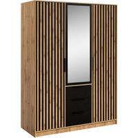 DREHTÜRENSCHRANK Bueno Lux mit 3 Türen und 3 Schubladen, eiche Wotan - Eiche Wotan, Holzwerkstoff (150/200/58cm) - Beautysofa