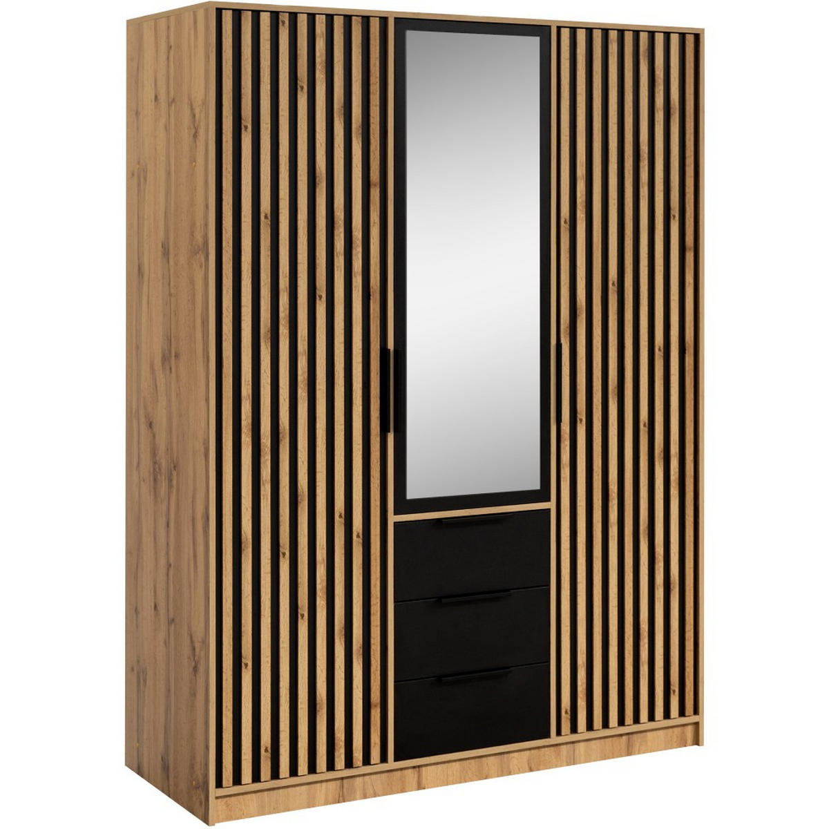 DREHTÜRENSCHRANK Bueno Lux mit 3 Türen und 3 Schubladen, eiche Wotan - Eiche Wotan, Holzwerkstoff (150/200/58cm) - Beautysofa