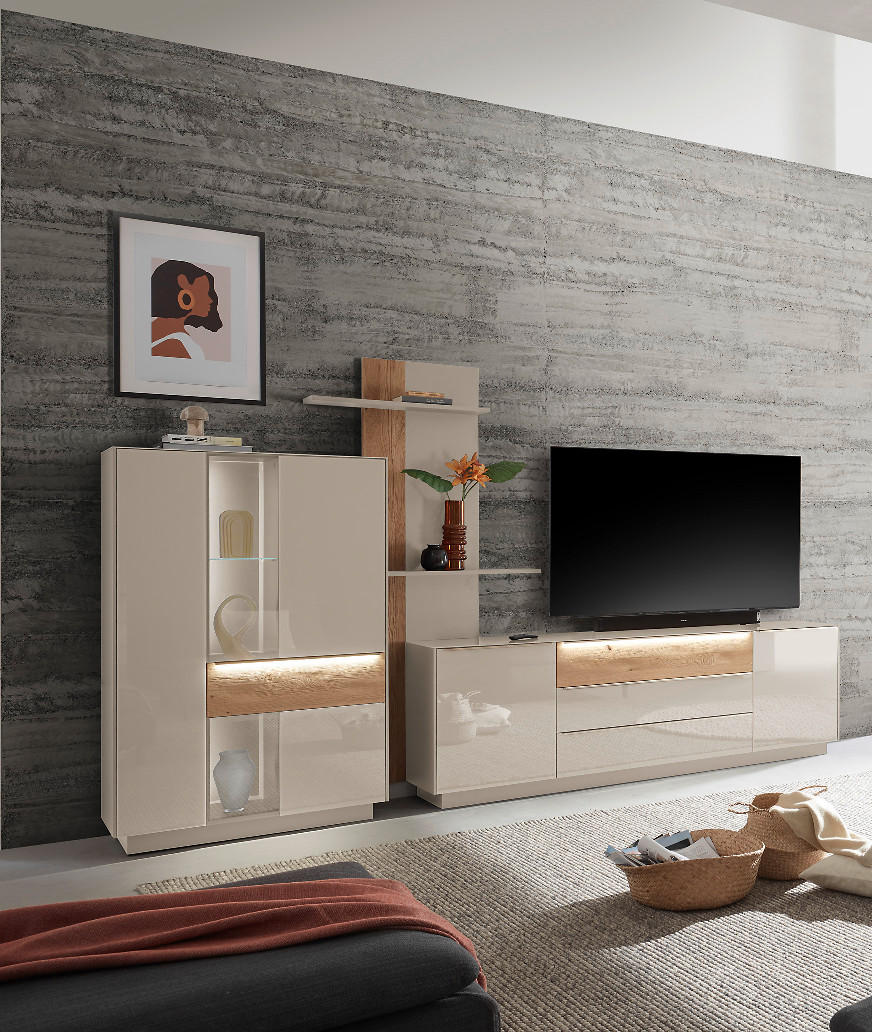 XXXLutz Wohnwand Beige 214x189x42 cm