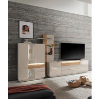 WOHNWAND Nova Kashmir und Eiche 3 teilig - Beige, Holzwerkstoff (214/189/42cm)
