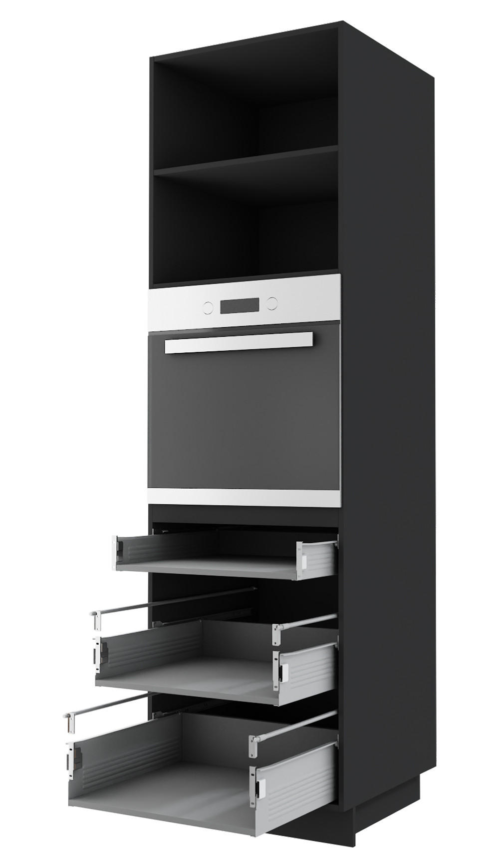 BACKOFEN-HOCHSCHRANK Kvantum D14/RU/3M Vanille Matt / Schwarz Matt 60 / 59 / 207cm - Creme/Schwarz, Holz/Holzwerkstoff (60/207/59cm) - Feldmann-Wohnen