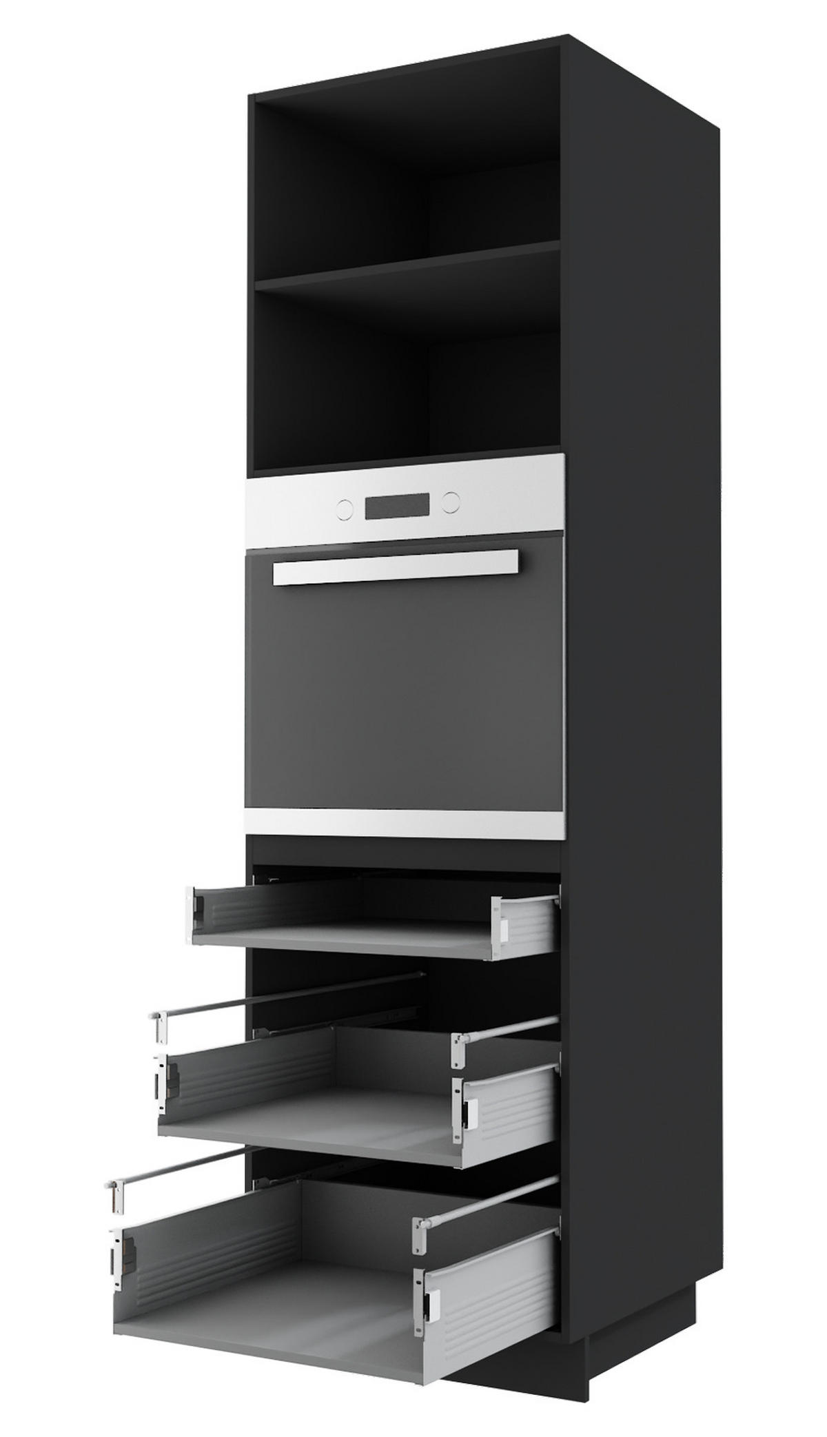 BACKOFEN-HOCHSCHRANK Kvantum D14/RU/3M Weiß Matt / Schwarz Matt 60 / 59 / 207cm - Schwarz/Weiß, Holz/Holzwerkstoff (60/207/59cm) - Feldmann-Wohnen