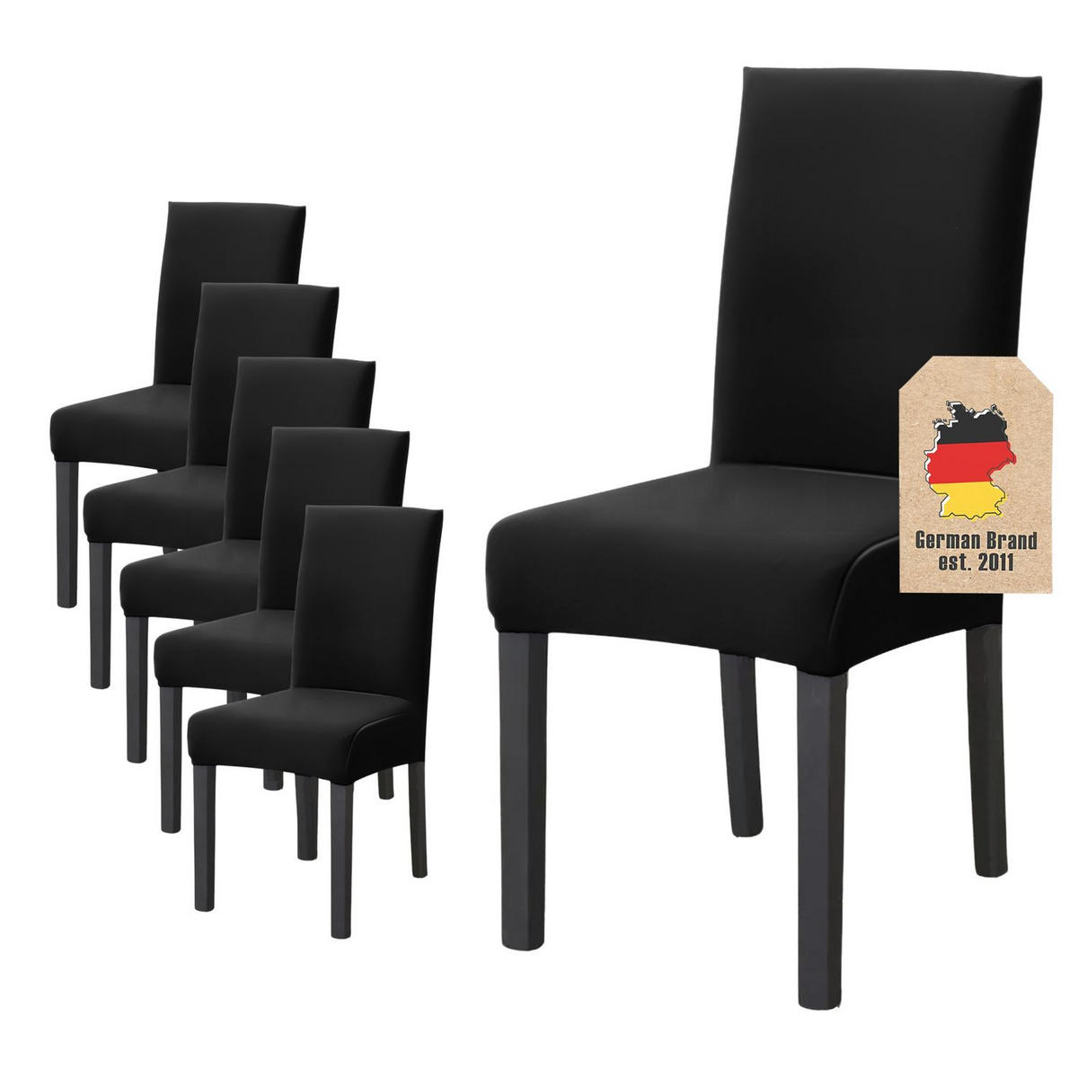 STUHLHUSSE (6-tlg. Set) - Schwarz, Kunststoff (1/38cm)