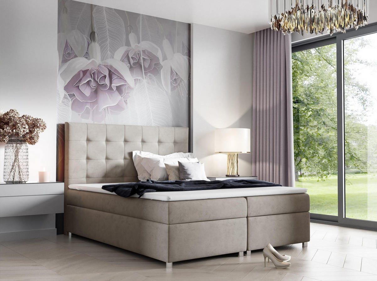 BOXBETT mit Bettkasten Trinity K-12 Bonellfederkern inkl. Topper - Grün, Holz/Holzwerkstoff (200/200cm) - Best For Home