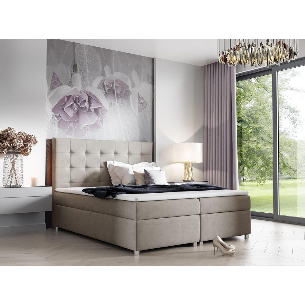 Thumbnail - Best For Home Boxbett, Grün, Textil, Höhe ca. 18 cm, Rechteckig, 140x200 cm, Schlafzimmer, Betten, Boxspringbetten