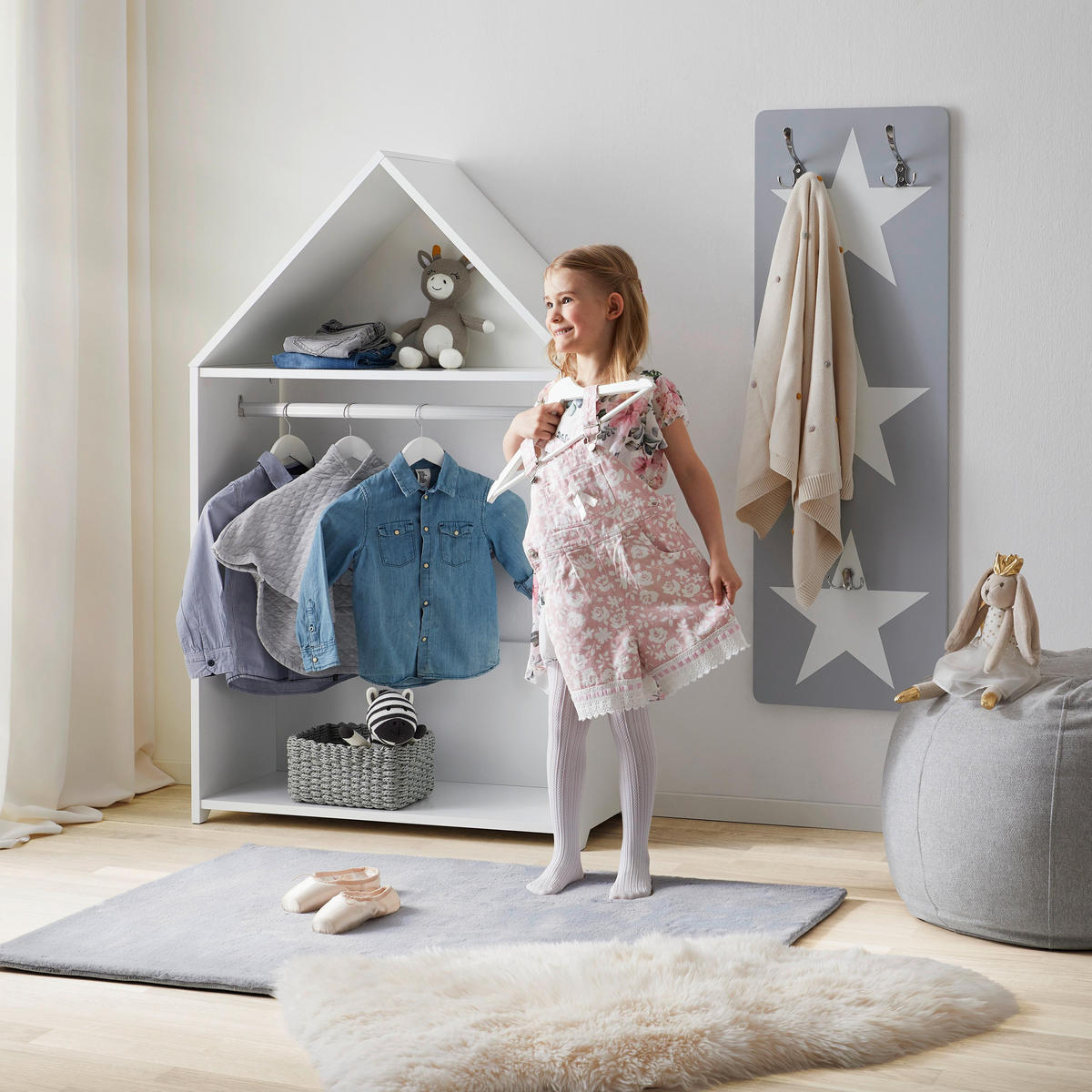 KINDERGARDEROBE Arianna Grau/Weiß - Grau, Metall (40/120/1.5cm)