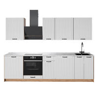 KÜCHENZEILE Fame-Line, Weiß Landhaus/Goldkraft Eiche, 280 cm, AP Marmor - Honigeiche/Weiß, Holzwerkstoff (280/206.8/60cm) - Vicco