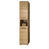 HOCHSCHRANK Eiche Artisan, Badschrank 30 x 185 cm, Türanschlag wechselbar, Cover - Schwarz/Eiche Artisan, Holzwerkstoff/Kunststoff (30/185/30cm) - Inn.Furn