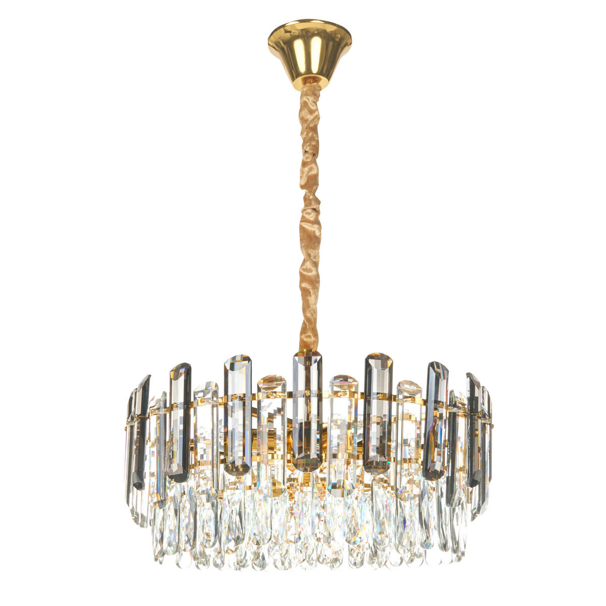 KRONLEUCHTER Glas Gold Mantaro - Transparent/Goldfarben, Glas (48/48/86cm) - Beliani