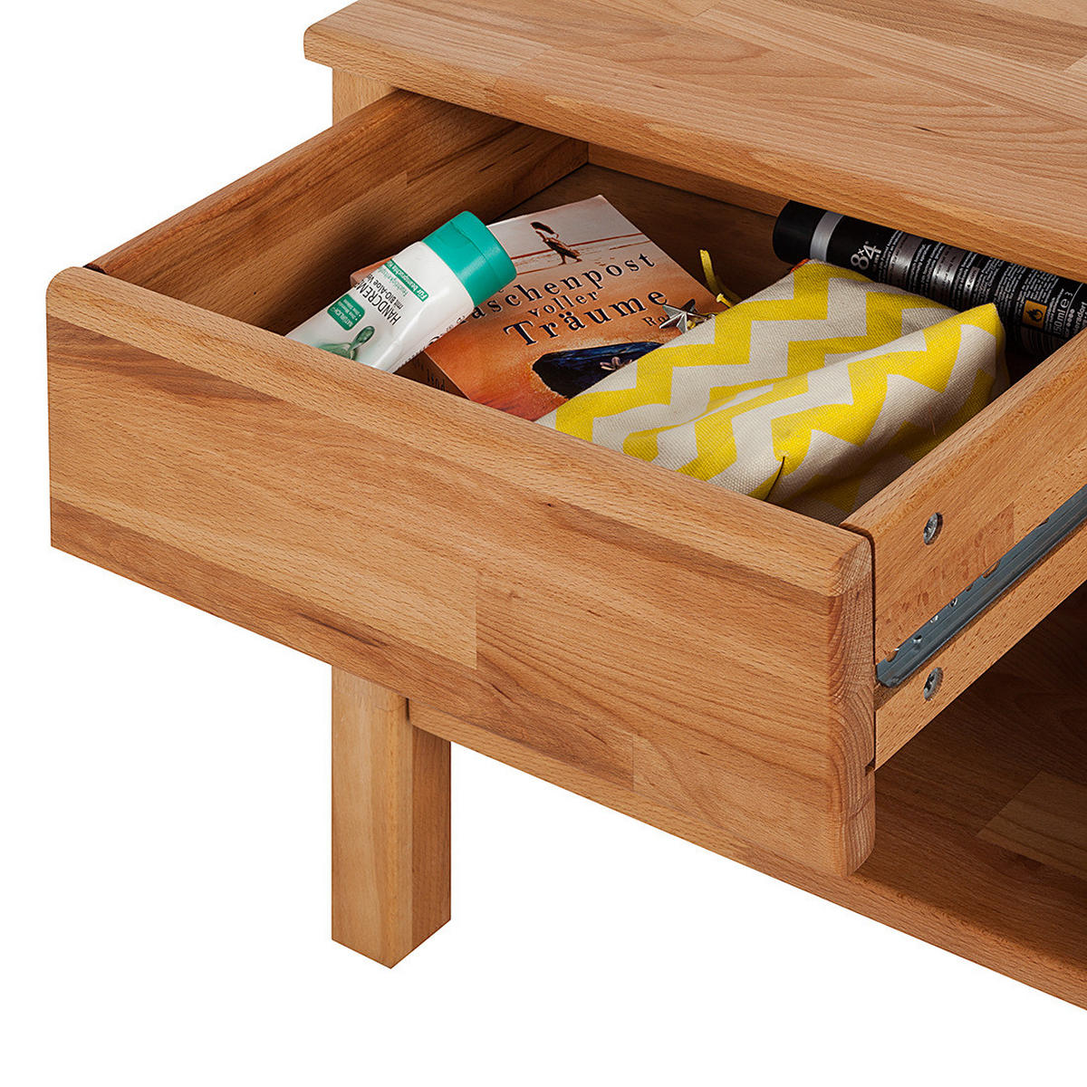 NACHTKOMMODE - Kernbuche massiv - Kernbuche, Holz (47/49/37cm) - home24