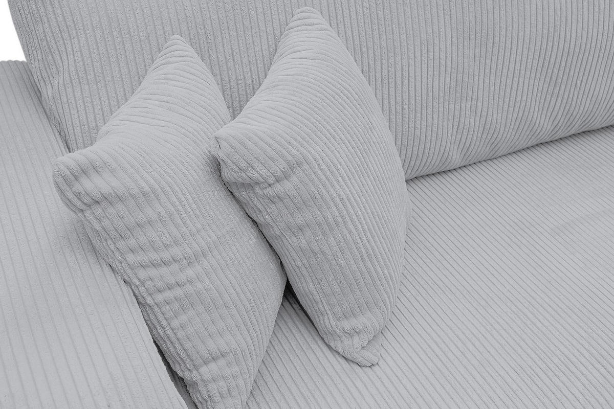 ECKSOFA Luna XL mit Schlaffunktion und Bettkasten Cord-Stoff (Grau) - Grau, Textil (274/142cm) - VENASI MÖBEL