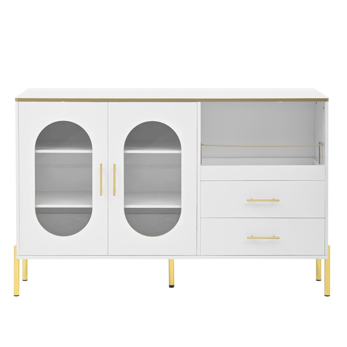 SIDEBOARD 140/38/90 cm Weiß aus MDF mit 2 Schubladen - Weiß, Holzwerkstoff (140/90/38cm) - OKWISH